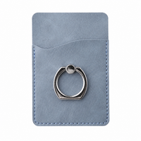PU card holder with metal ring phone stand