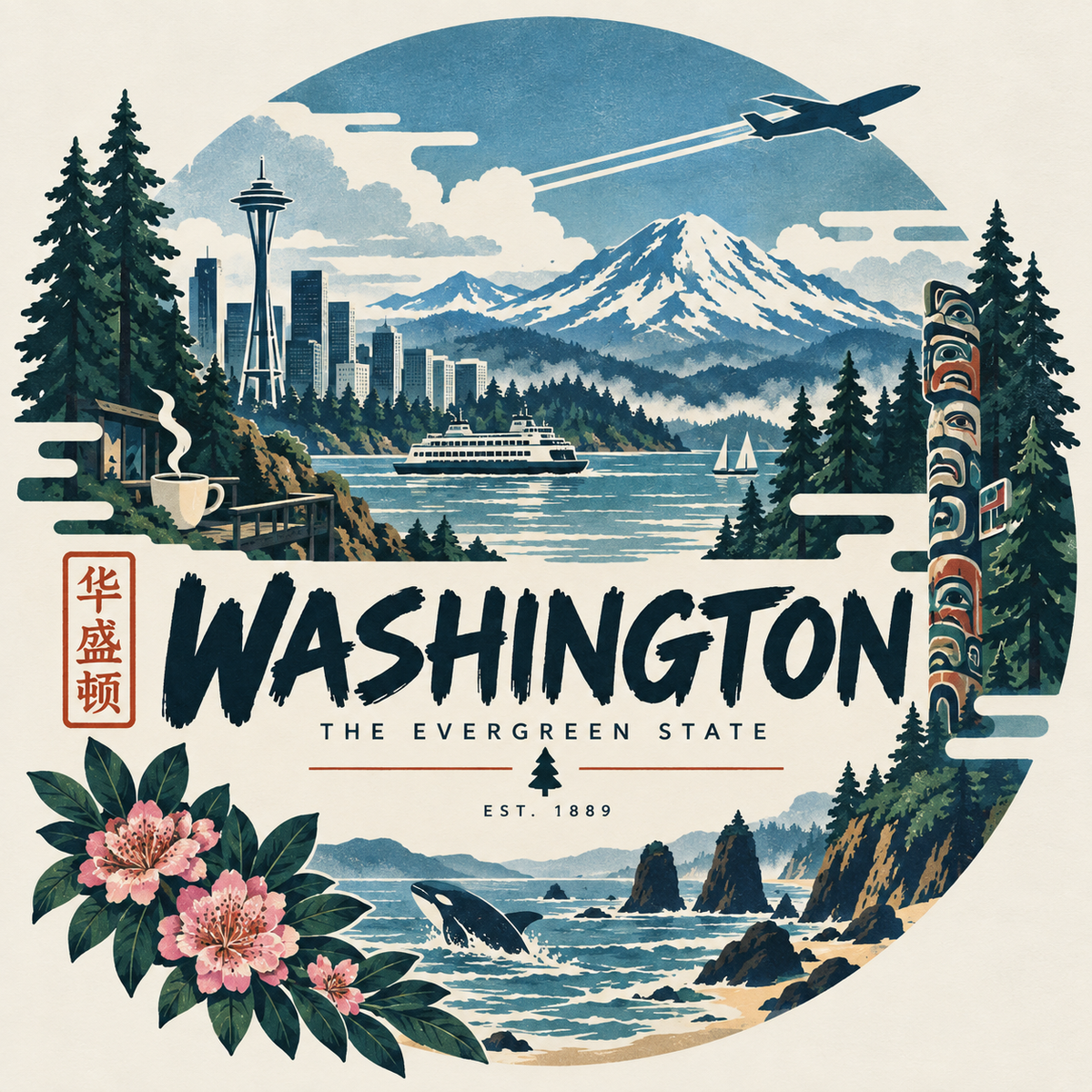 Illusion x American Hometowns-50 States Collection: Washington T-Shirt