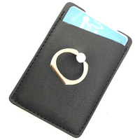 PU card holder with metal ring phone stand