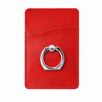 PU card holder with metal ring phone stand