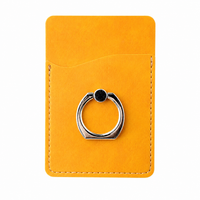 PU card holder with metal ring phone stand