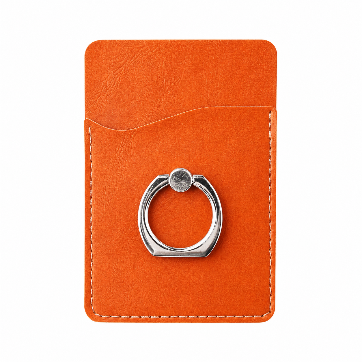 PU card holder with metal ring phone stand