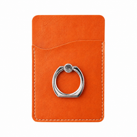 PU card holder with metal ring phone stand