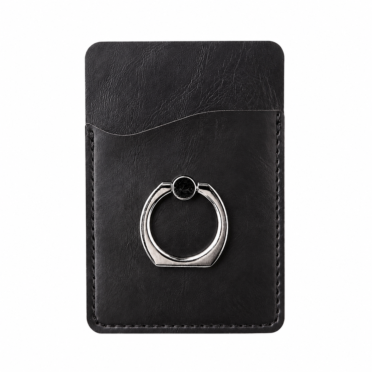 PU card holder with metal ring phone stand