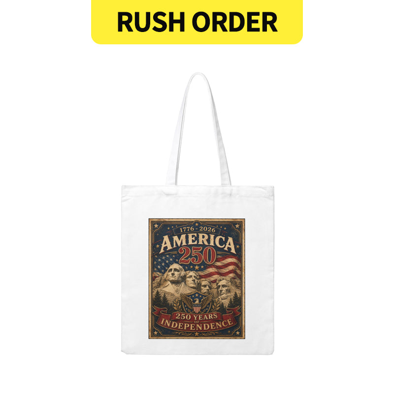 Rush Order - America 250 12 oz Canvas Tote Bag - Mount Rushmore