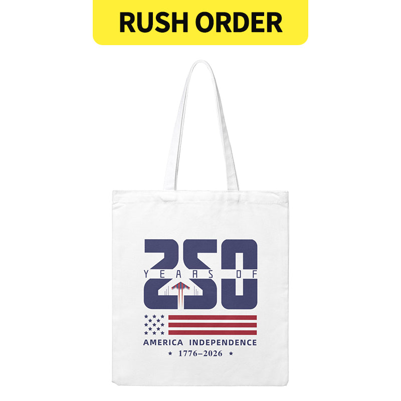 Rush Order - America 250 12 oz Canvas Tote Bag- 250 years